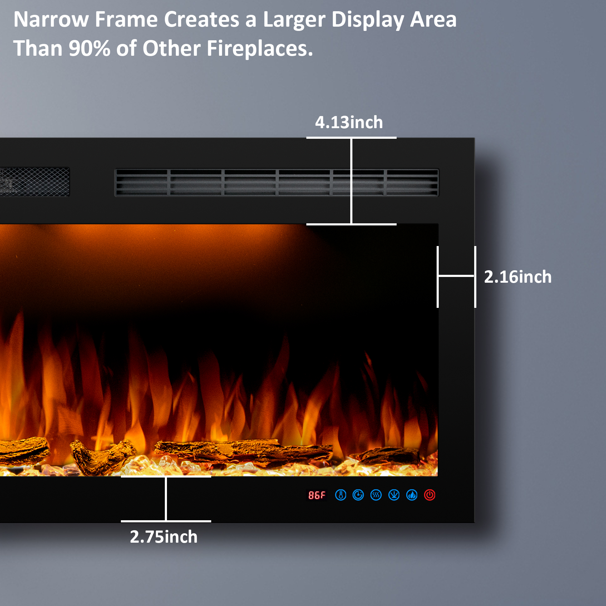 Valuxhome Recessed & Wall Mounted Electric Fireplace with Ultra Slim Frame, Logs And Crystals