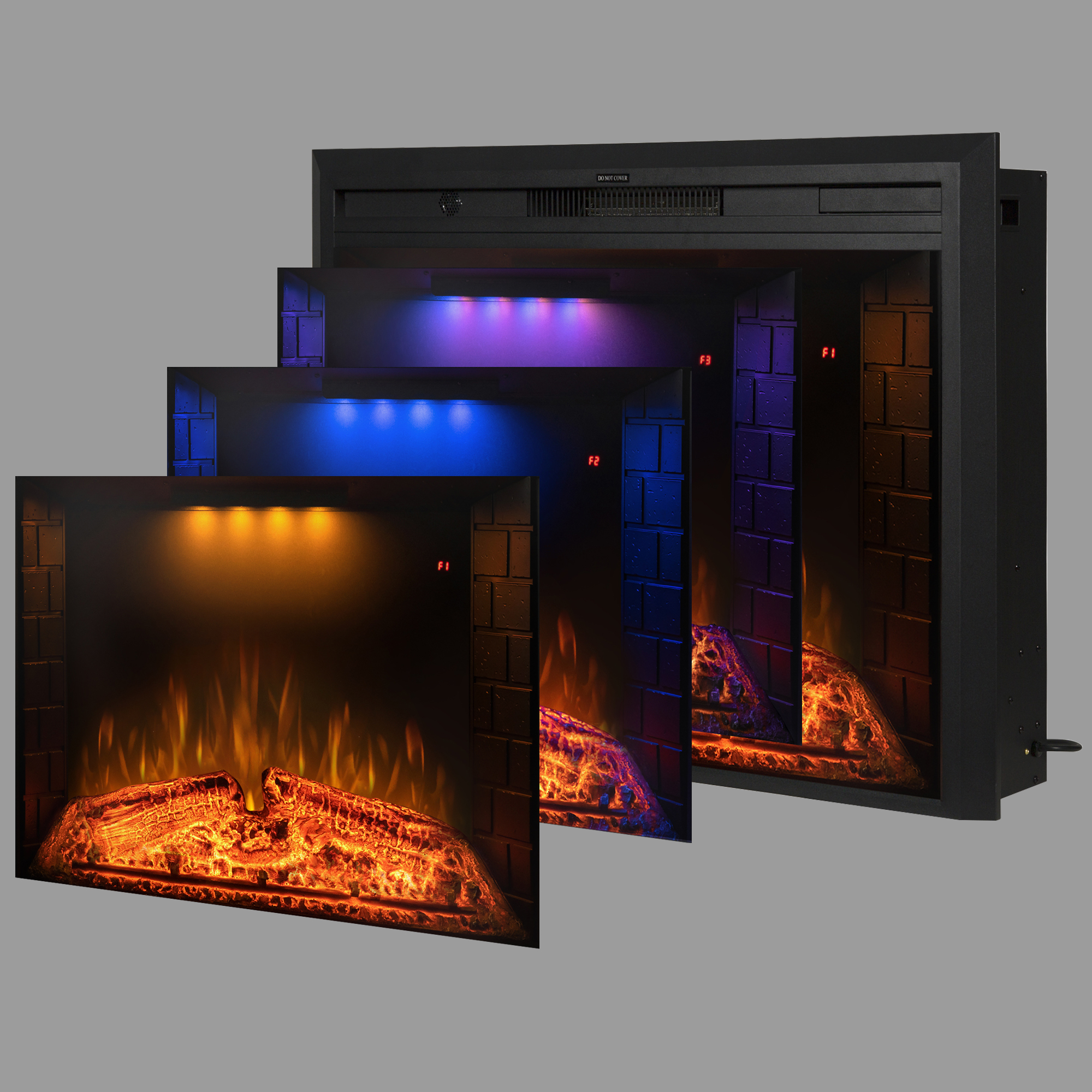 Valuxhome Electric Fireplace Inserts with Fire Crackling Sound, Adjustable Light & Flame Brightness