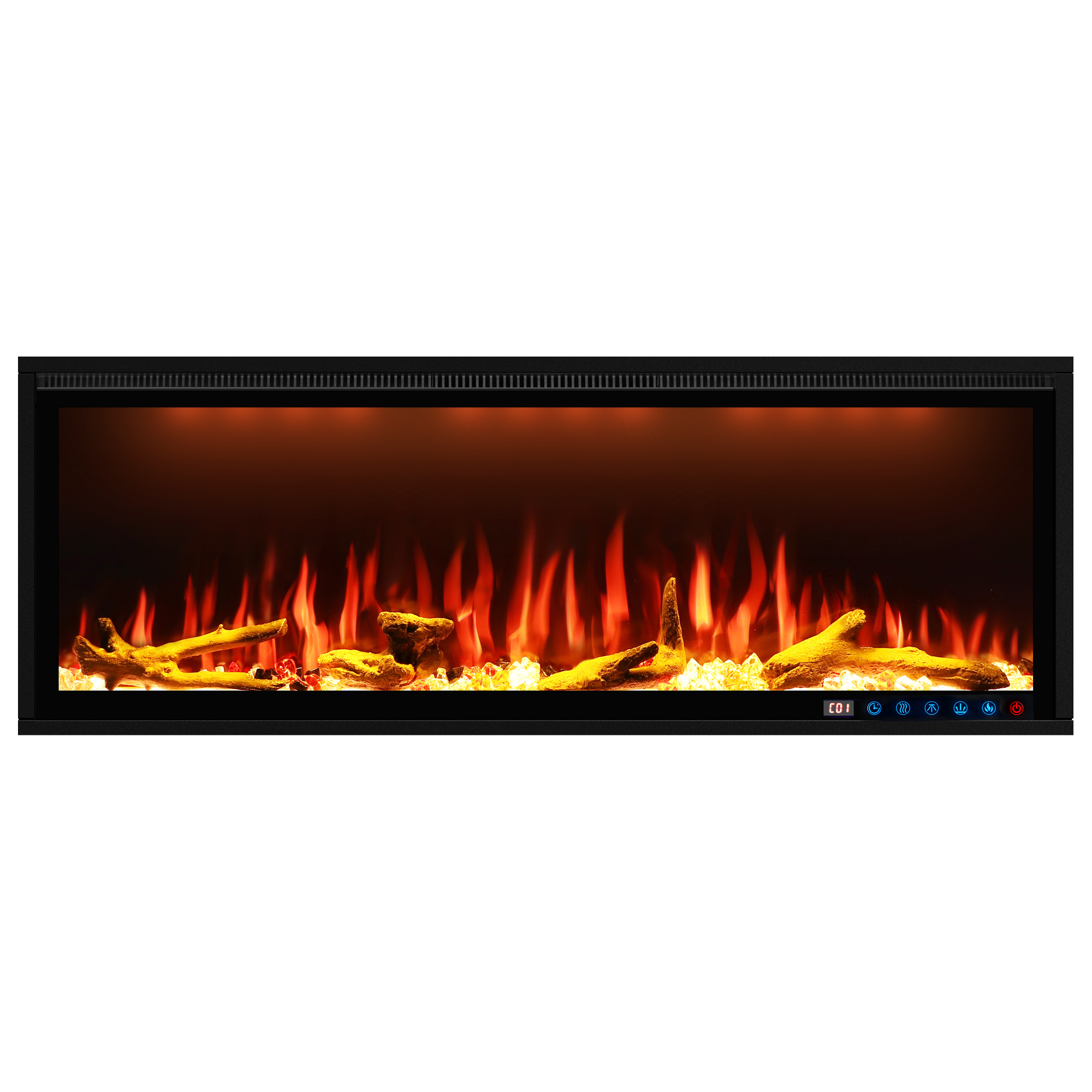 Smart Electric Fireplace, Recessed & Wall Mounted Fireplace, 13*13*3 Color Combinations, App Control Fireplace Heater, Timer